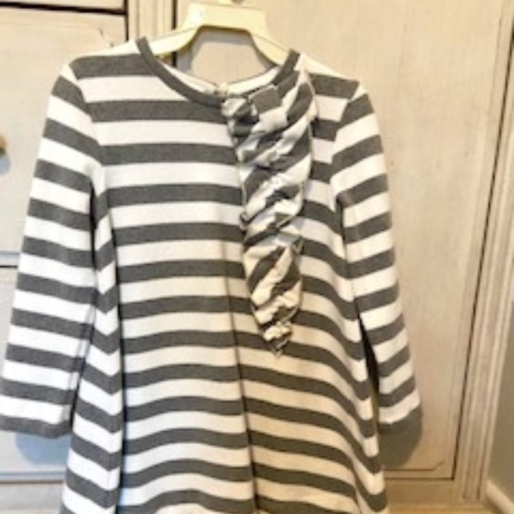 Gray striped sweater dress
